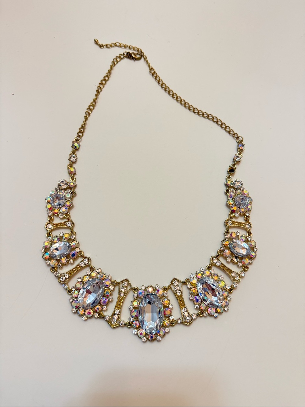 Gold-Tone Crystal Statement Necklace - Clear Crystal